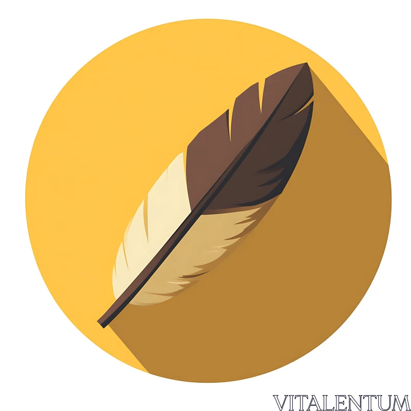 Stylized Feather with Golden Orb Backdrop AI Image