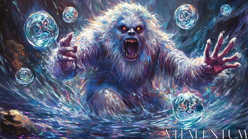 AI ART Raging Yeti in a Whirlpool of Chaos