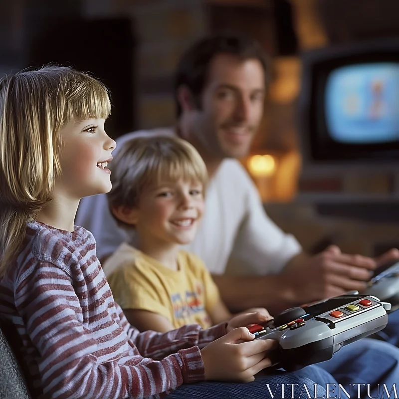 AI ART Joyful Family Gaming Time