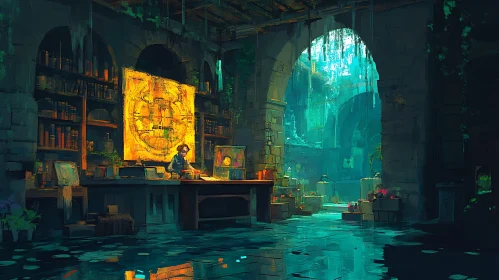 Submerged Study: A Library Scene