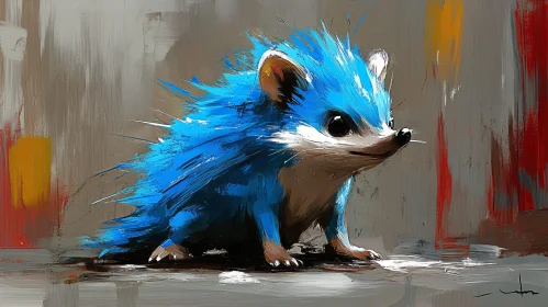 Whimsical Blue Hedgehog Art