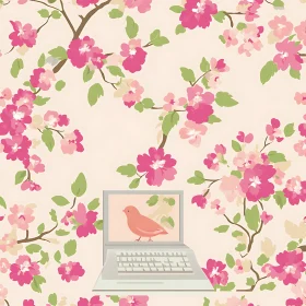 Nature Meets Technology: Floral and Laptop Art