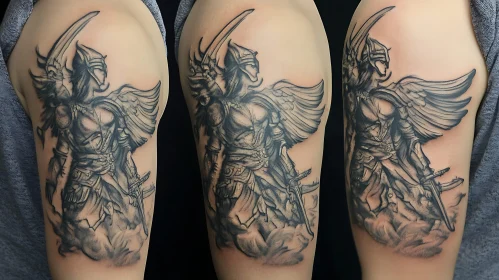 Winged Warrior Shoulder Tattoo