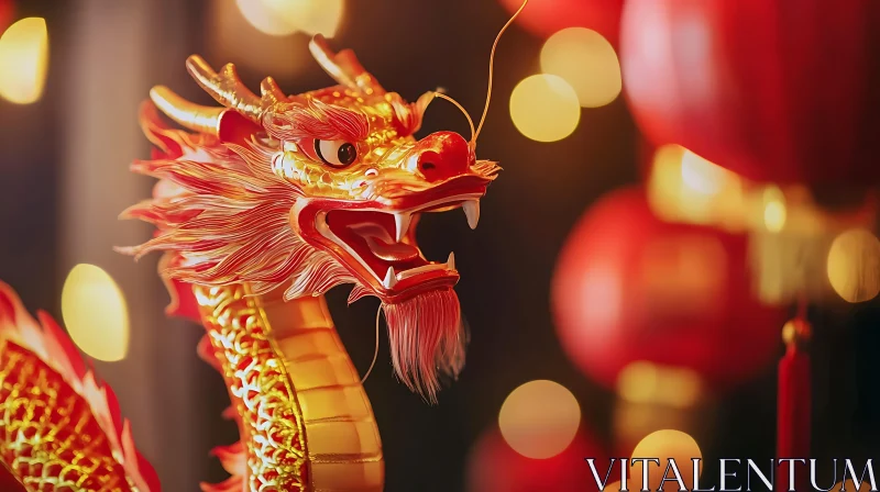 Chinese Dragon Festive Decoration AI Image