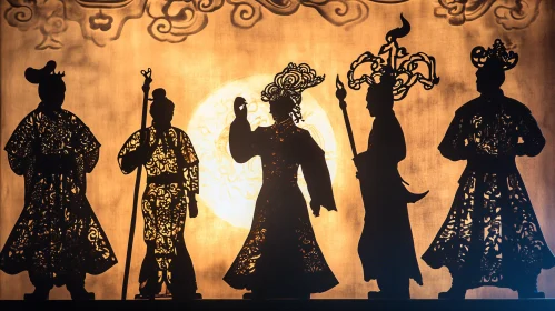 Intricate Shadow Play: Ancient Storytelling Silhouettes