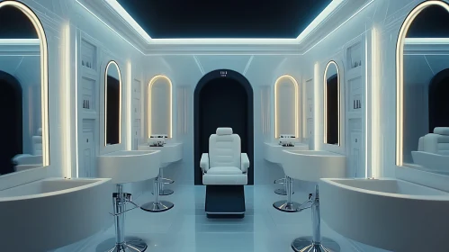 Futuristic Minimalist Salon Decor