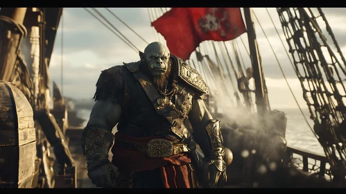 Fierce Orc Warrior on a Ship