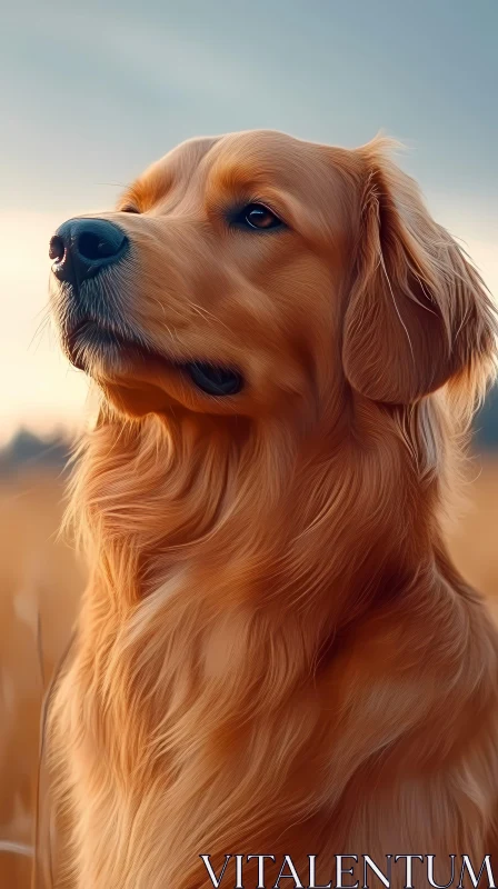 Majestic Dog Portrait at Sunset AI Image