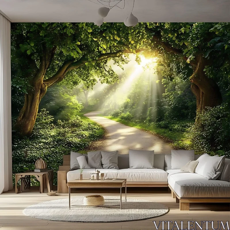 Nature-Inspired Living Room Decor AI Image