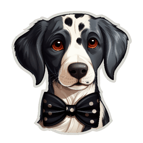 POD Design Cartoon Dog with Bow Tie on Transparent Background