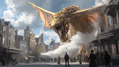 Mechanical Dragon in Urban Scene