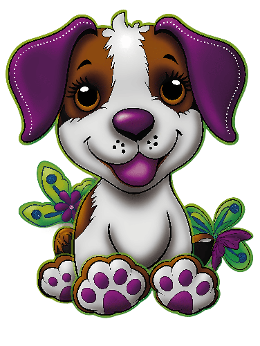 Charming Cartoon Dog with Purple Ears - Perfect for Prints POD Design