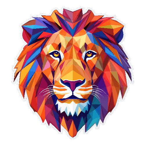 POD Design Colorful Low Poly Lion Head for T-Shirt Design