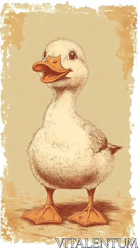 Artistic Duckling Sketch AI Image