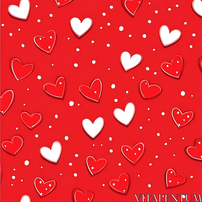 Red Hearts Seamless Pattern AI Image