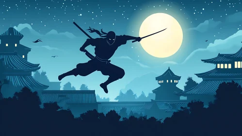 Moonlit Ninja Leap: A Shadow's Dance