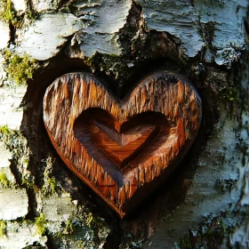 Heart Carving on Tree Bark