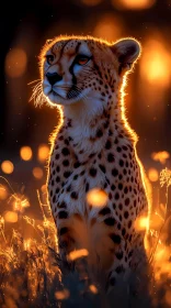 Cheetah Silhouette in Golden Light