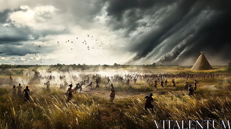 AI ART Epic Field Battle Under Stormy Skies