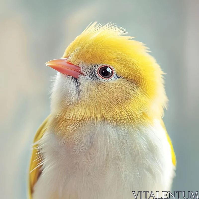 Close-Up of a Yellow Bird AI Image