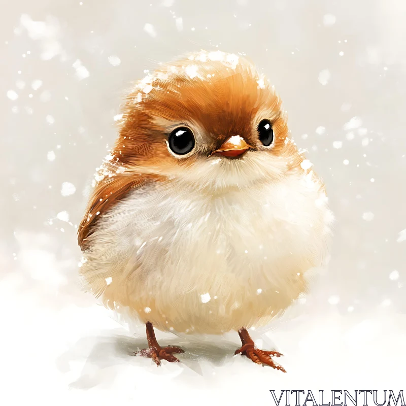 Whimsical Winter Bird Portrait AI Image