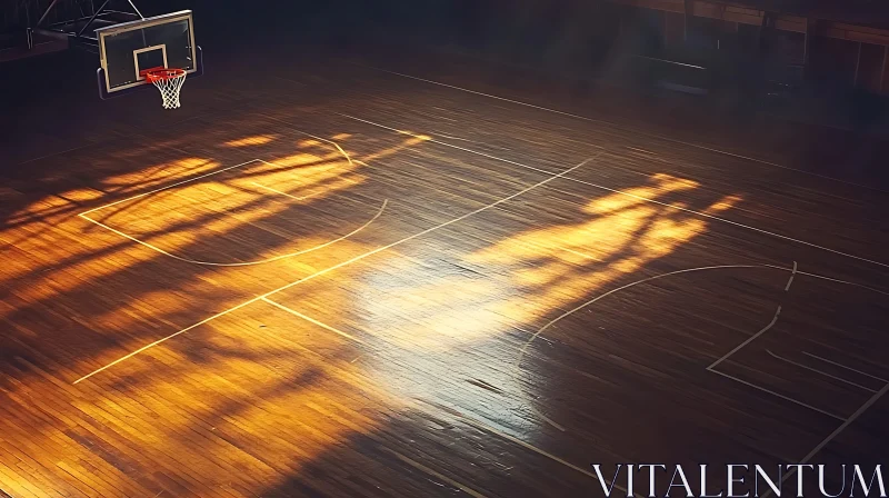 Hardwood Dreams: An Empty Basketball Court AI Image