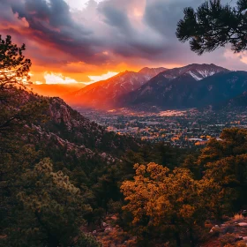 Sunset Over the Mountain Range