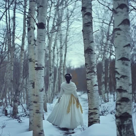 Birch Forest Serenity: A Winter's Tale