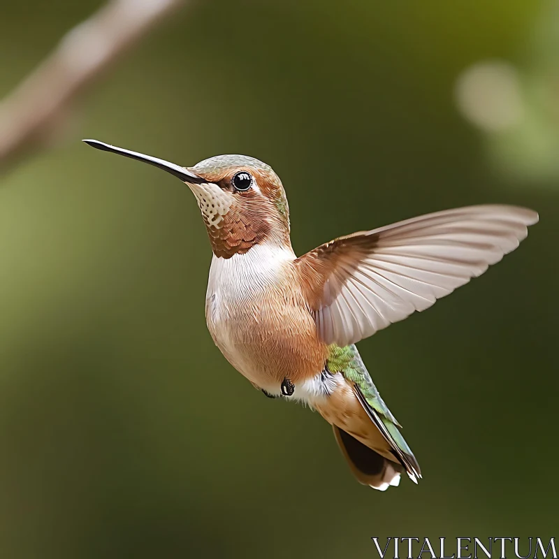 Hovering Hummingbird Close-Up AI Image