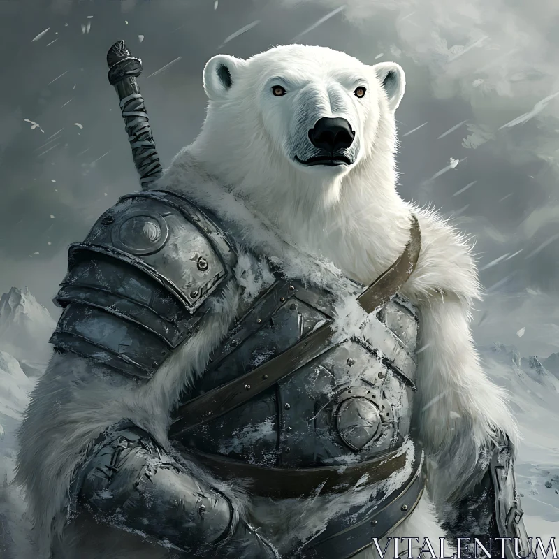 AI ART Polar Bear Knight in Winter Scene