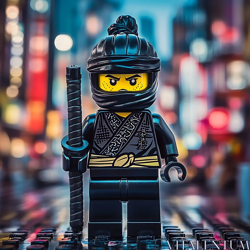 Miniature Ninja in the Urban Jungle AI Image