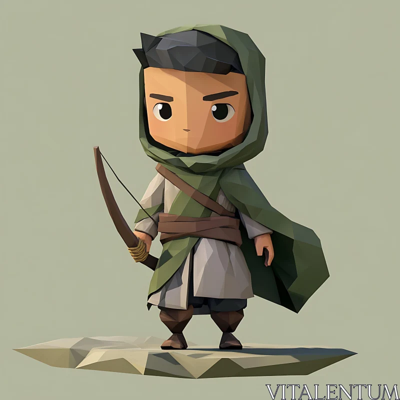 AI ART Cartoon Archer with Bow and Arrow