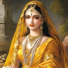 Traditional Woman Portrait with Gold Jewelry