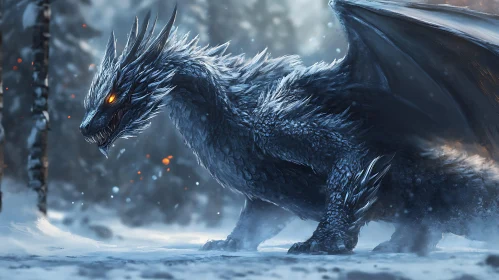 Icy Dragon in Winter Wonderland
