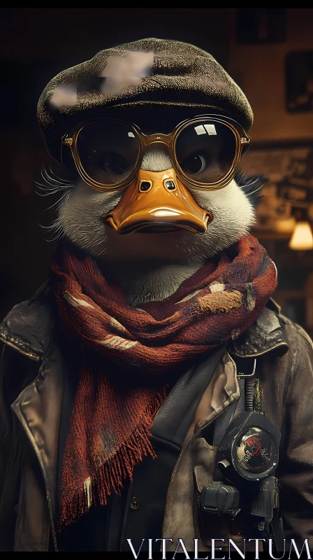 Fashionable Anthropomorphic Duck AI Image