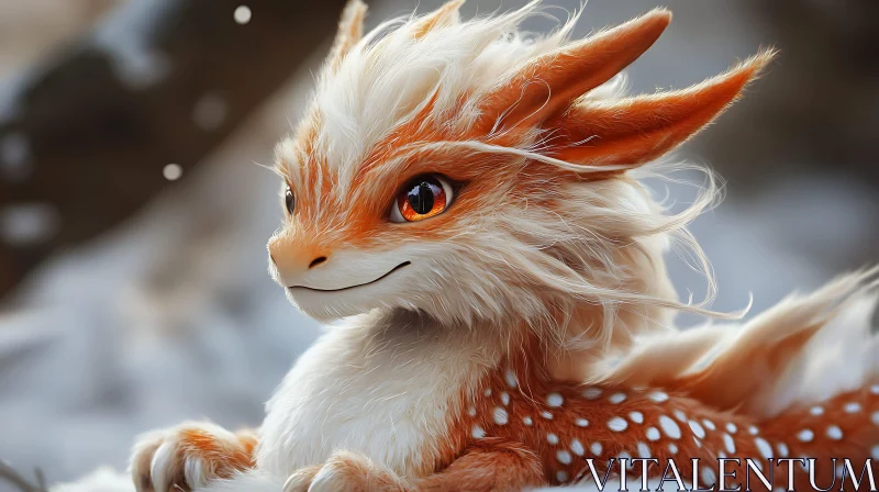 AI ART Fluffy Dragon in a Snowy Landscape