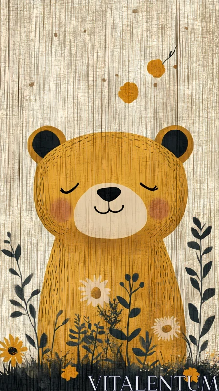 Whimsical Bear Art amidst Nature AI Image