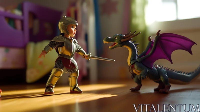 Child's Play: Knight vs. Dragon AI Image