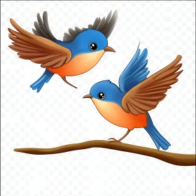 Whimsical Bird Duo Illustration
