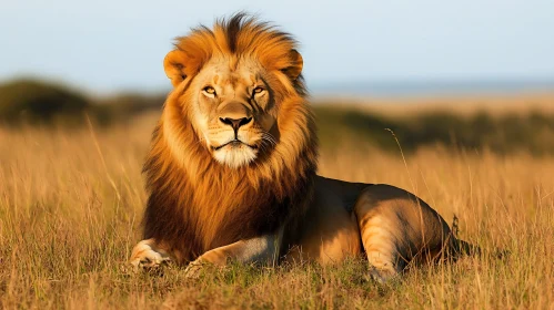 Lion in Golden Field