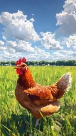 Idyllic Farm Scene with Chicken