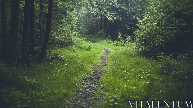 AI ART Peaceful Nature Trail Through Dense Forest