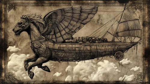 Mechanical Pegasus Sailing the Skies