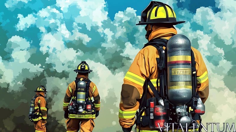 Firefighters Tackling Smoke AI Image