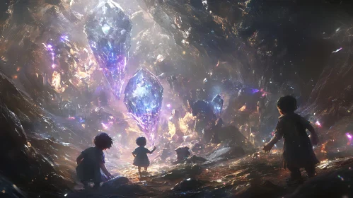 Children in a Magical Crystal Cave