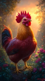 Rooster Amidst Nature's Splendor