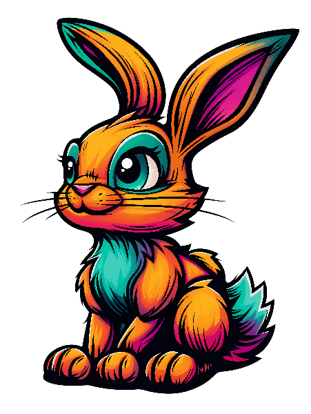 POD Design Vibrant Bunny Illustration for Apparel