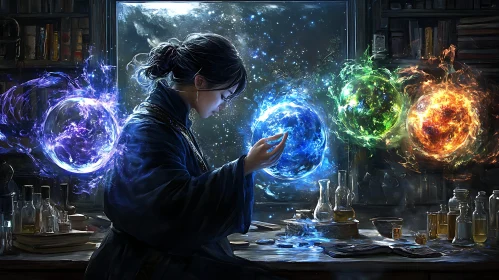 Enchantress Contemplates Magical Spheres