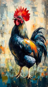 Colorful Rooster in Abstract Art