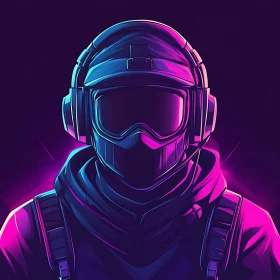 Futuristic Neon Helmet Character Design